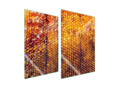 Produktbild von Herdabdeckplatten 2 teilig 35x52 Glaskeramikkochfeld Abdeckung Glas Schneidebrett Schwarz Orange