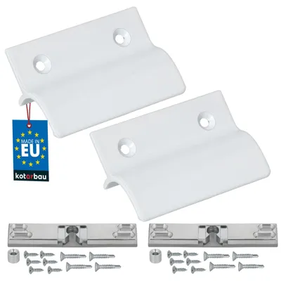 Produktbild von KOTARBAU® 2er Set Balkontürgriff außen Balkontür Schnäpper Terrassentürgriff mit Steg & Schnäpper Fenstergriff zum Aufschrauben Aluminium Weiß
