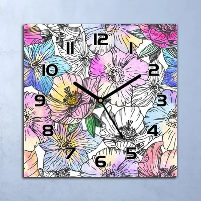 Produktbild von Wanduhr Echt-Glas-Küchenuhr  Mohnblume Natur Quarz Lautlos 30x30 Deko Bilder