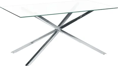 Produktbild von BELIANI Esstisch Transparent Sicherheitsglas und Stahl 160 x 90 cm mit Silbernem Metallgestell Rechteckig Modern Glamour Esszimmer Ausstattung Möbel