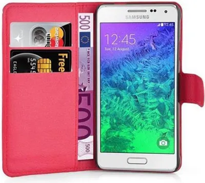 Produktbild von Cadorabo Hülle für Samsung Galaxy ALPHA Schutz Hülle in Rot Handyhülle Etui Case Cover Magnetverschluss