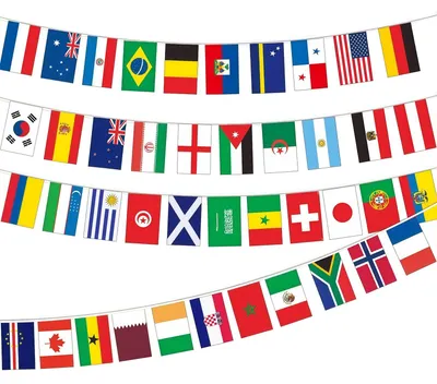 Produktbild von Eine Girlande mit 42 Flaggen der verschiedenen Länder für die Weltmeisterschaft 2026