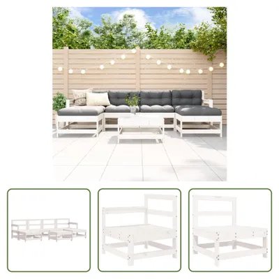 Produktbild von The Living Store 7-tlg. Garten-Lounge-Set Weiß Massivholz Kiefer