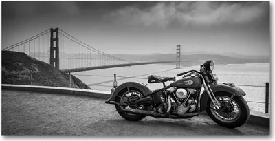 Produktbild von Tulup® Leinwandbild - 140x70 cm - Wandkunst - Drucke auf Leinwand - Leinwanddruck  - Fahrzeuge - Schwarzweiß - Motorrad