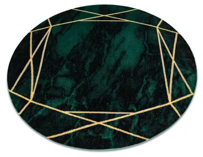 Image de Tapis EMERALD exclusif 1022 cercle - glamour, élégant marbre, géométrique bouteille verte / or vert cercle 120 cm