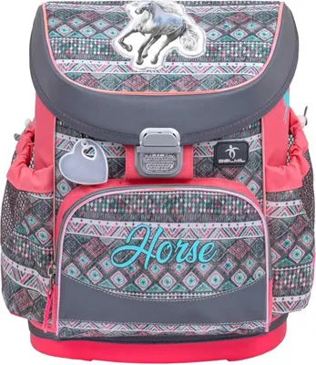 Produktbild von Belmil Schulranzen Set MINI FIT 2023 Horse Aruba Blue (Motiv: Pferde) für Mädchen ab 1. Klasse Grundschule Einschulung