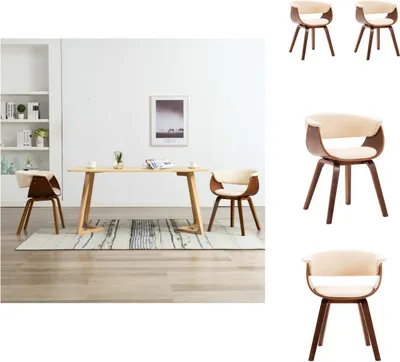 Produktbild von vidaXL Esszimmerstühle 2 Stk. Creme Bugholz und Kunstleder -  Esszimmerstühle