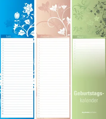 Zdjęcie produktu dla AlphaEdition 880812 Kalendarz Urodzinowy Mini Kwiatowy - 9,5 x 33 cm