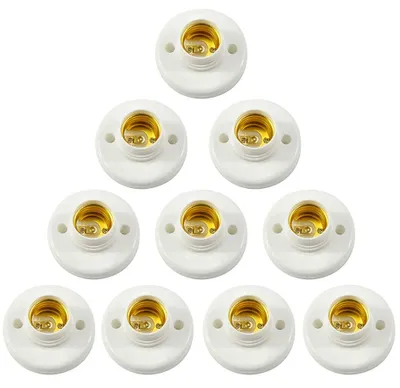 Imagen del producto de Portalámparas E27 para pared, color blanco, paquete de 10 unidades, ideal para garajes y almacenes