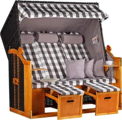 Produktbild von Strandkorb XXL 3 Sitzer für Garten & Terrasse aus Wacholderholz – Mr. Deko