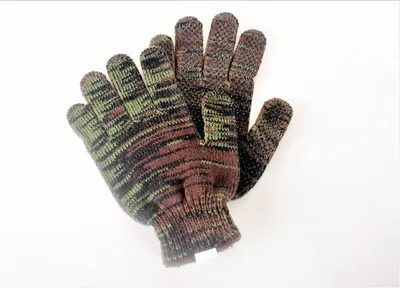 Produktbild von 12 Paar Camouflage Feinstrickhandschuh mit PVC Noppen Cat. II Schutz-Handschuhe