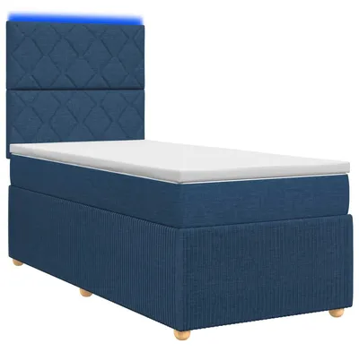 Produktbild von LED Boxspringbett mit Matratze Blau 80 x 200 cm Stoff