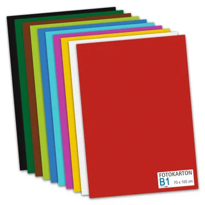 Produktbild von itenga Fotokarton farbig sortiert 70x100cm 300g/qm 10 Bogen - 10 Standardfarben - pro Farbe 1Blatt