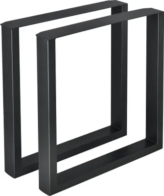 Two black table legs are shown against a white background.