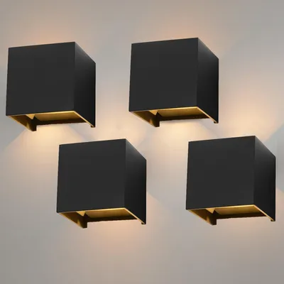 Produktbild von 4 Stück 7W LED Wandleuchte Innen Wandlampe Auf und ab Lichtstrahl Warmweiß 3000K, Wandbeleuchtung Schwarz, IP65 für Wohnzimmer, Flur, Balkon, Hotel