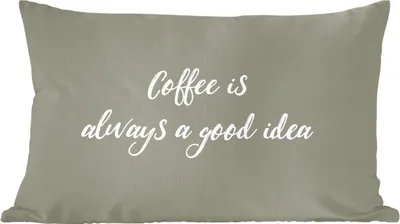 Produktbild von MuchoWow® Zierkissen Sofakissen Wohnzimmer Dekokissen 60x40 cm Kaffee ist immer eine gute Idee - Kaffee - Sprichwörter - Zitate - Kopfkissen - Polster mit Foto