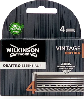 Produktbild von Wilkinson Quattro Essential 4 Vintage Edition Rasierklingen, 4er Pack