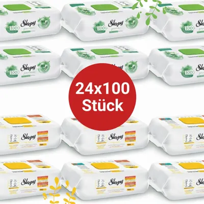 Produktbild von Sleepy Easy Clean Oberflächenreinigungstücher – 12x100 Gelb + 12x100 Pine | Hartnäckiger Schmutz