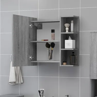 Produktbild von Möbel Bad-Spiegelschrank Modernes Design - Badezimmerschrank Badmöbel - Grau Sonoma 62,5x20,5x64 cm Holzwerkstoff Top6004619