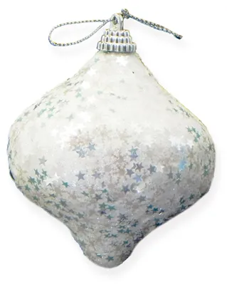 Produktbild von Weihnachtskugel mit Glitzer weiß, 6 cm