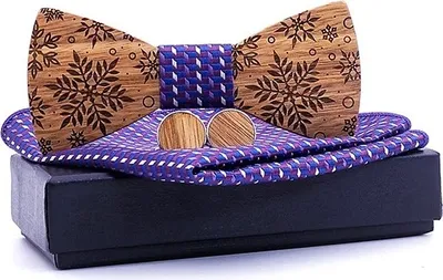 Immagine prodotto di Papillon in legno con fazzoletto - Marrone / Viola KP30457