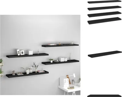 Obrázok produktu pre vidaXL Plávajúce police 4 ks čierne 120x23,5x3,8 cm MDF - Nástenné police