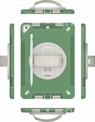 Immagine prodotto di Custodia per iPad 9/8/7 10.2" blindata con supporto girevole Verde