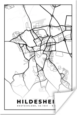 Produktbild von MuchoWow® Poster Hindesheim - Karte - Stadtplan 40x60 cm - Plakate für die Wand - Poster Babyzimmer