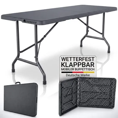 Produktbild von JUSKYS® Klapptisch Easyfold - Anthrazit, klappbarer Campingtisch mit Tragegriff, wetterfest, belastbar bis 200 kg