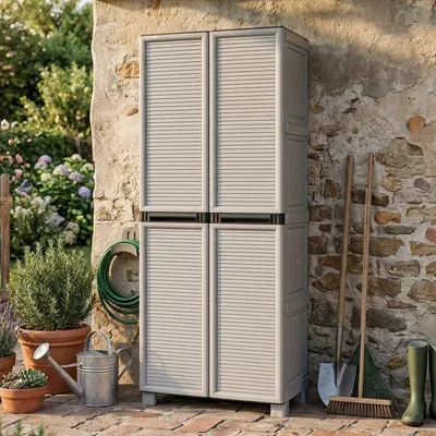 Productafbeelding van Allain - Buiten kast, 70x39x172h cm Lichtgrijs, 3 Planken Italy