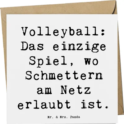 Produktbild von Mr. & Mrs. Panda Grußkarte Spruch Volleyball Schmettern - Weiß - Geschenk, Wettkampfsport, Sportler, faltkarte, anlasskarte, Teamarbeit, Klappkarte, Schmetterball
