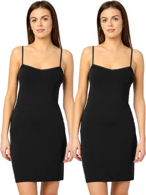 Image de Merry Style Sous-jupe femme bretelles réglables 2Pack MS10-203(2Pack-noir/noir, 4XL)
