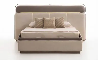Immagine prodotto di Letto matrimoniale moderno imbottito, design  color beige
