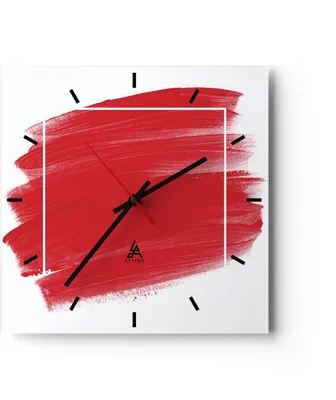 Produktbild von Wanduhr - Quadrat - Glasuhr - Rot Farben Stück - 30x30cm - Schleichendes Uhrwerk - Lautlos - zum Aufhängen bereit - Dekoration Modern - Wanddekoration aus Glas - C3AC30x30-5067