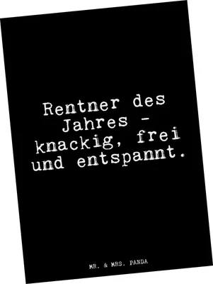 Produktbild von Mr. & Mrs. Panda Postkarte Rentner des Jahres -... - Schwarz - Geschenk, Grußkarte, Pensionierung, Glizer Spruch Sprüche Weisheiten Zitate Lustig Weisheit Worte
