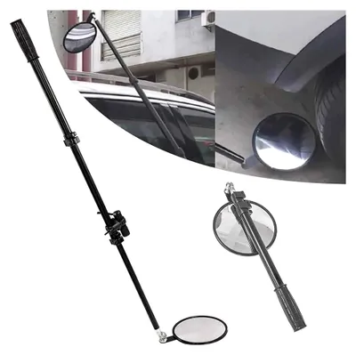 Image de Miroir d'inspection télescopique pour automobiles, miroir de sécurité convexe en alliage d'aluminium avec éclairage, longueur de 50 cm à 110 cm