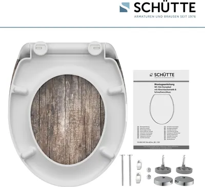 Obrázek produktu pro SCHÜTTE WC sedátko OLD WOOD, Duroplastové WC sedátko s měkkým zavíráním a rychloupínáním, WC sedátko, WC sedátko