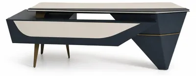 Immagine prodotto di Scrivania beige, design moderno, in legno, ideale per l'ufficio o l'home office