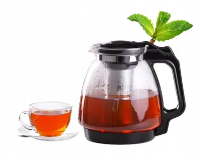 Zdjęcie produktu dla Szklany czajniczek z zaparzaczem do herbaty i ziół 2,2 litra