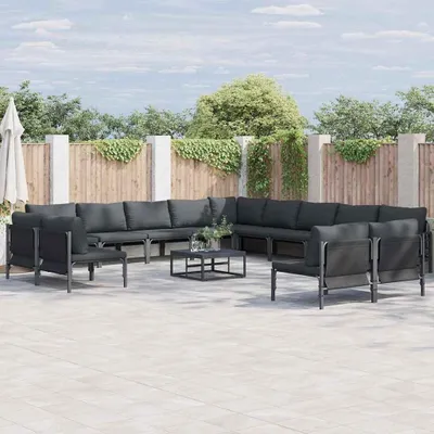 Image de Maison Exclusive - Ensemble de canapés de jardin, 14 pièces, en acier noir