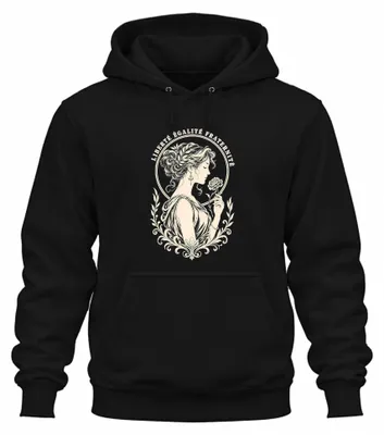 Zdjęcie produktu dla Bluza z kapturem "Liberté Égalité Fraternité Marianne", czarna, rozmiar M