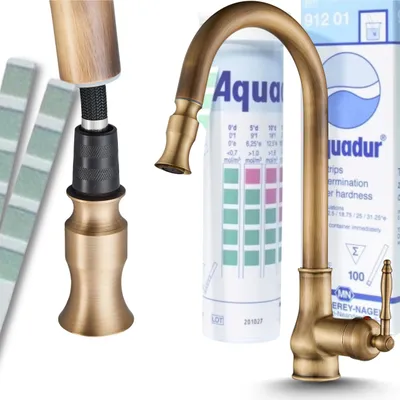 Produktbild von 2-Wege Küchenarmatur Bloom, Retro-design, 360° schwenkbar, herausziehbare Brause, Einzelauslauf, Keramikkartusche Messing Gold