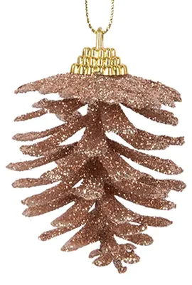 Produktbild von Clayre & Eef Weihnachtsanhänger Tannenzapfen Ø 5x7 cm Braun Kunststoff