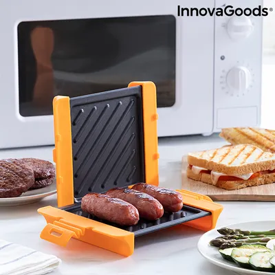 Produktbild von InnovaGoods Mikrowellengrill Grillet, Silikon, Stahl, Antihaftversiegelung, spülmaschinengeeignet, rauch- und geruchsarm, BPA- & PFOA-frei, 15 x 19.4 x 5.8 cm