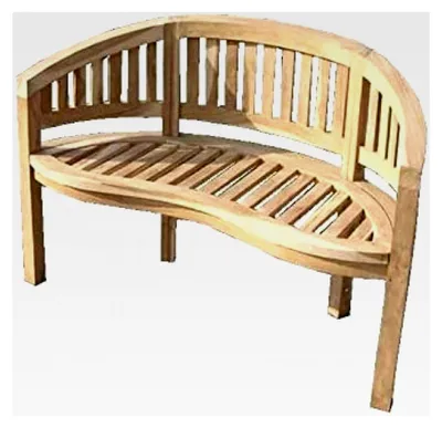Produktbild von Teak Bananenbank 2-sitzer Gartenbank 120 cm, 88,5 x 34,5 x 54 cm