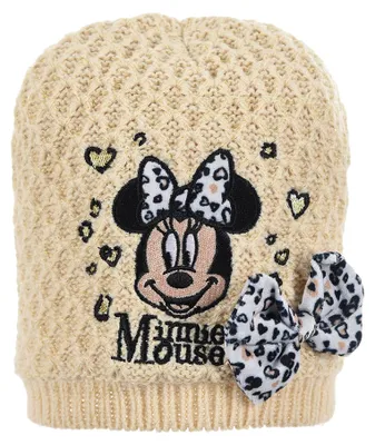 Produktbild von Minnie Mouse Baby Mädchen Winter-Mütze Strick-Mütze mit Schleife (Weiß, 50)
