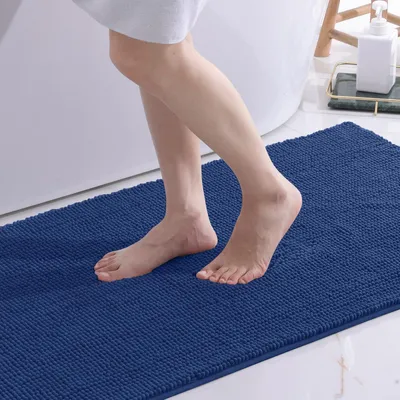 Obrázek produktu pro Protiskuzná koupelnová rohož z mikrovlákna, rozměr 60x120 cm, barva tmavě modrá, savá, omyvatelná