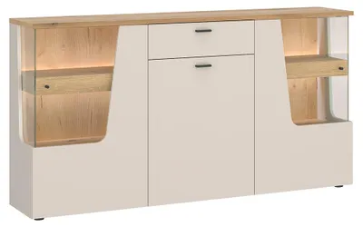 Produktbild von Wohnzimmer Sideboard mit 165 cm Breite in Kaschmir und Eiche, 3 Türen & 1 Schublade - CARMONA-129