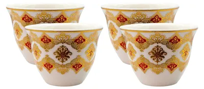Produktbild von Türkische Kaffetassen - Orientalische Espressotassen - Edle Mokkatassen aus Porzellan (4er Set, 40 Milliliter)
