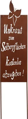 Produktbild von UNUS® Gartenschild "Unkraut zum Selberpflücken" Edelrost Metall Spruch 90x30 cm
